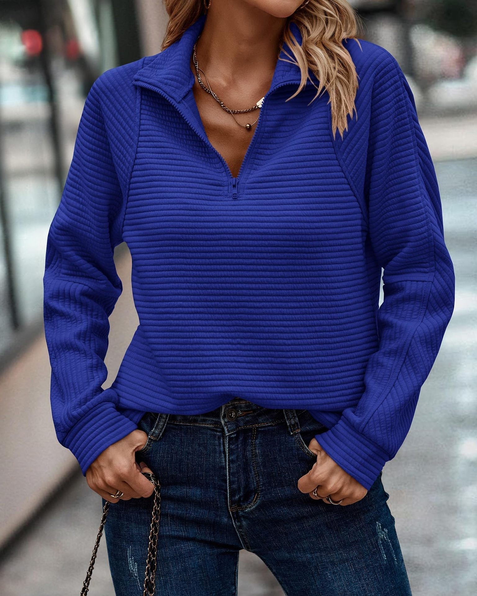 Nora | Confortable pull-over avec demi-zip